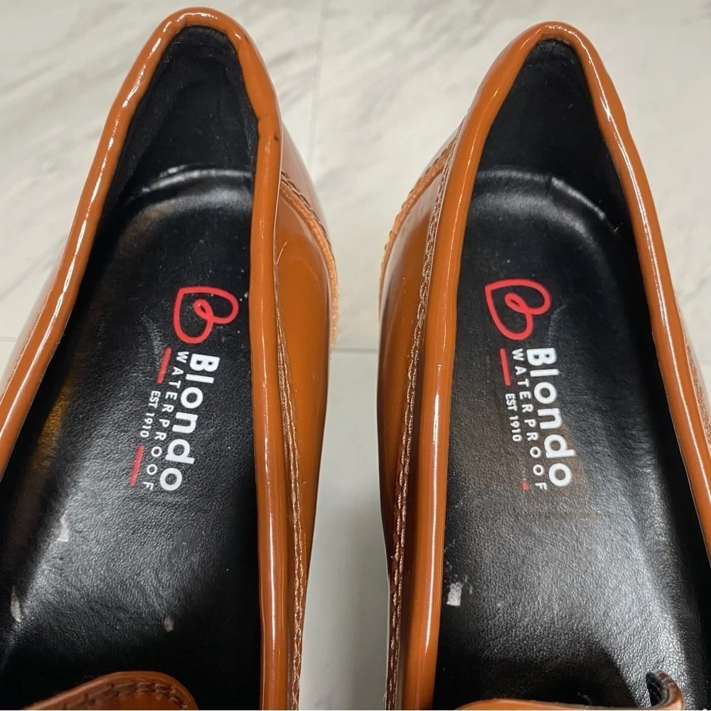 New! Blondo Josie Cognac Patent Heeled Loafer 11